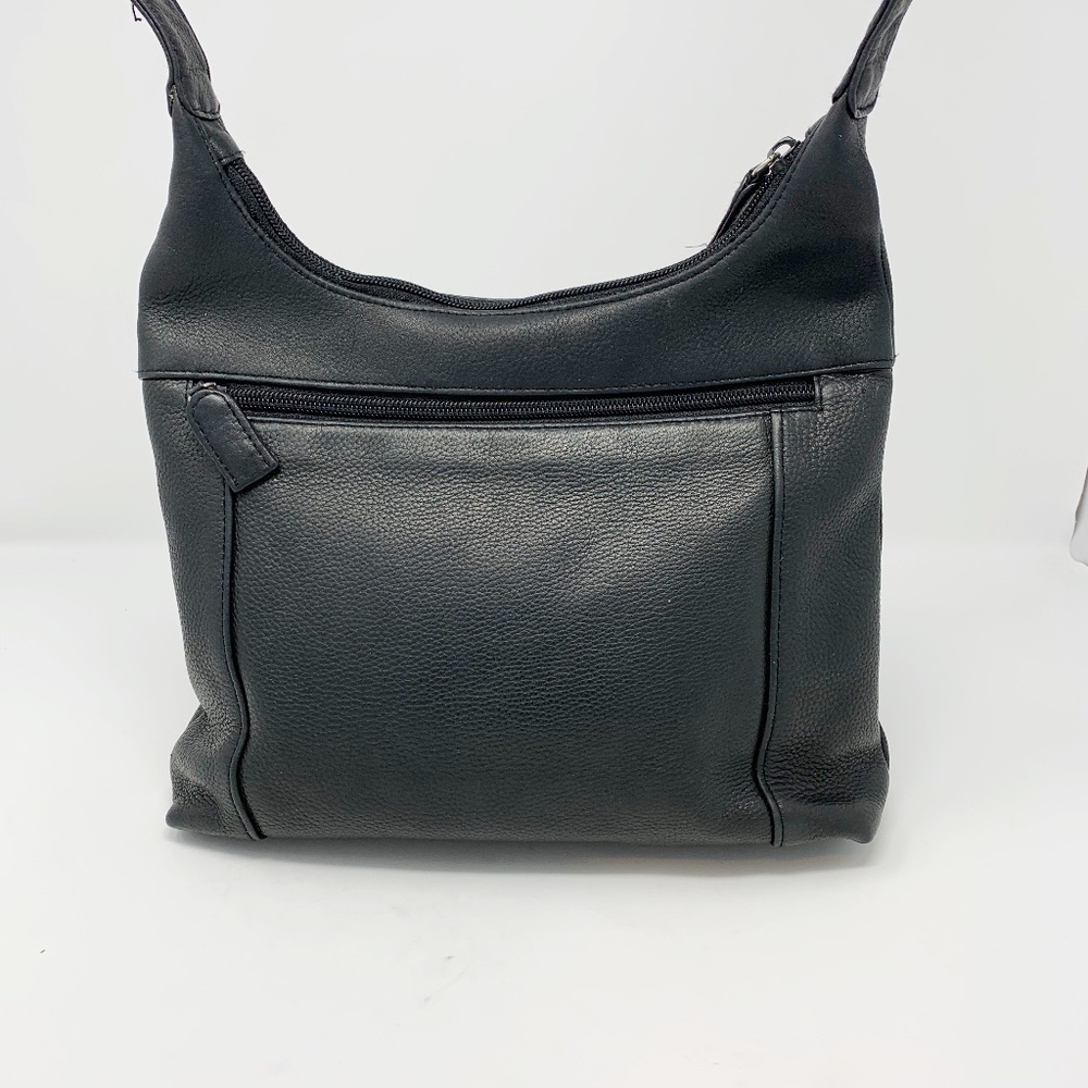 Tignanello Black Pebble Leather Hobo Bag